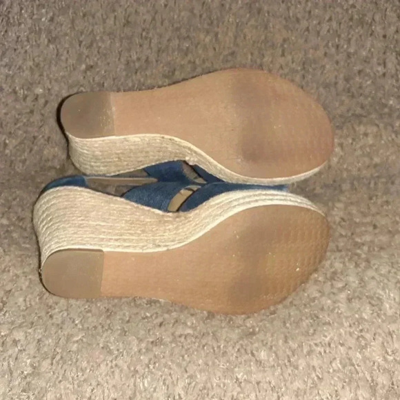 MICHAEL KORS-Berkley-Blue Denim Fabric Wedge-Espadrilles-Sz 5-Excellent - Picture 7 of 7
